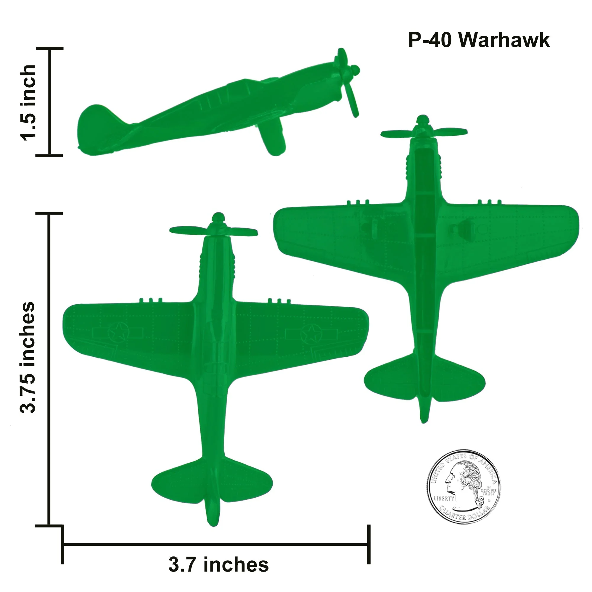 TimMee WW2 Fighter Ace Planes - Green 9pc Plastic Army Men Airplanes USA Made - Image 3