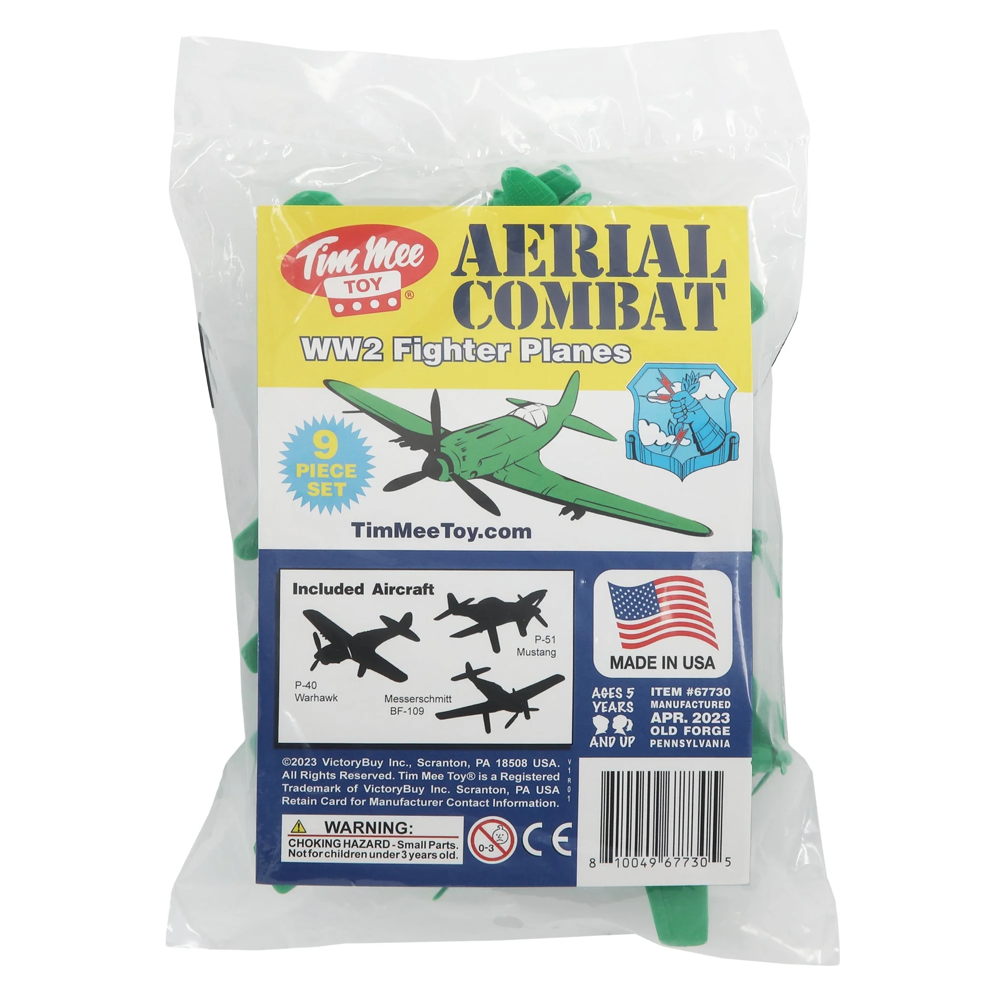 TimMee WW2 Fighter Ace Planes - Green 9pc Plastic Army Men Airplanes USA Made - Image 5
