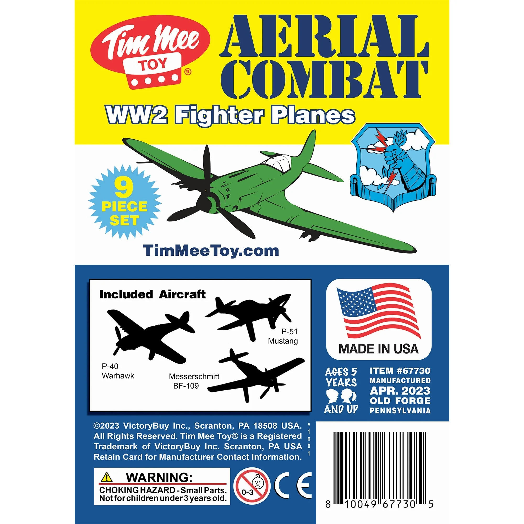 TimMee WW2 Fighter Ace Planes - Green 9pc Plastic Army Men Airplanes USA Made - Image 6