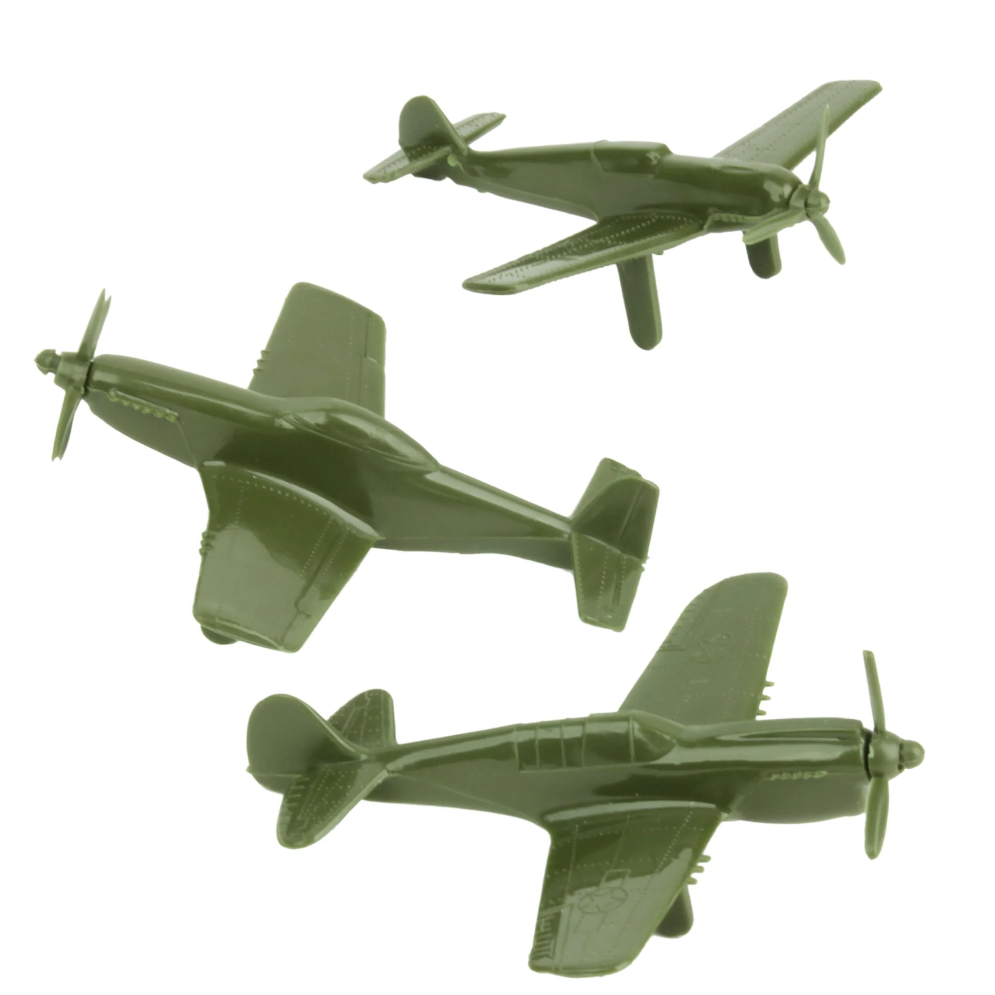 TimMee WW2 Fighter Ace Planes - OD Green 9pc Plastic Army Men Airplanes USA Made - Image 5
