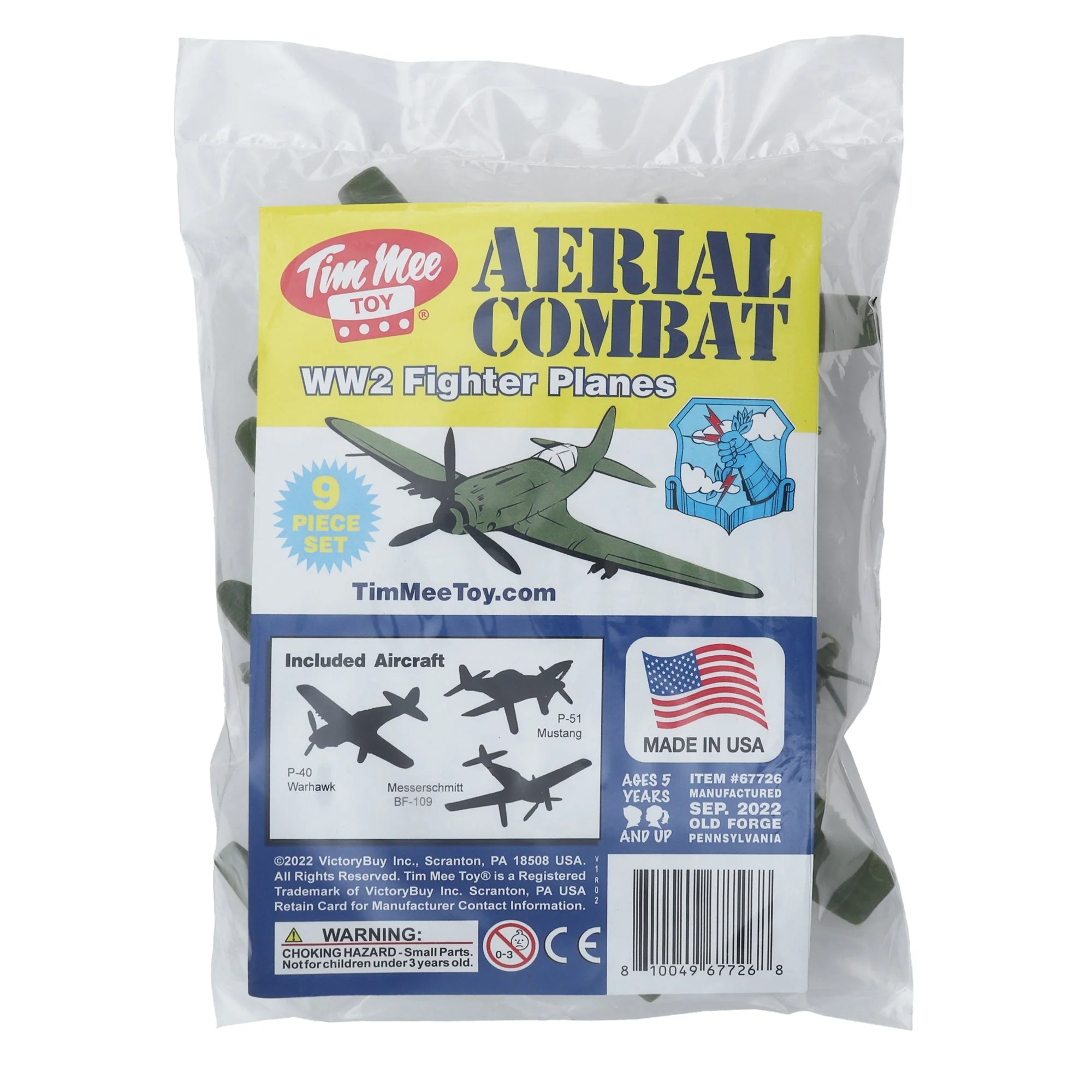 TimMee WW2 Fighter Ace Planes - OD Green 9pc Plastic Army Men Airplanes USA Made - Image 6