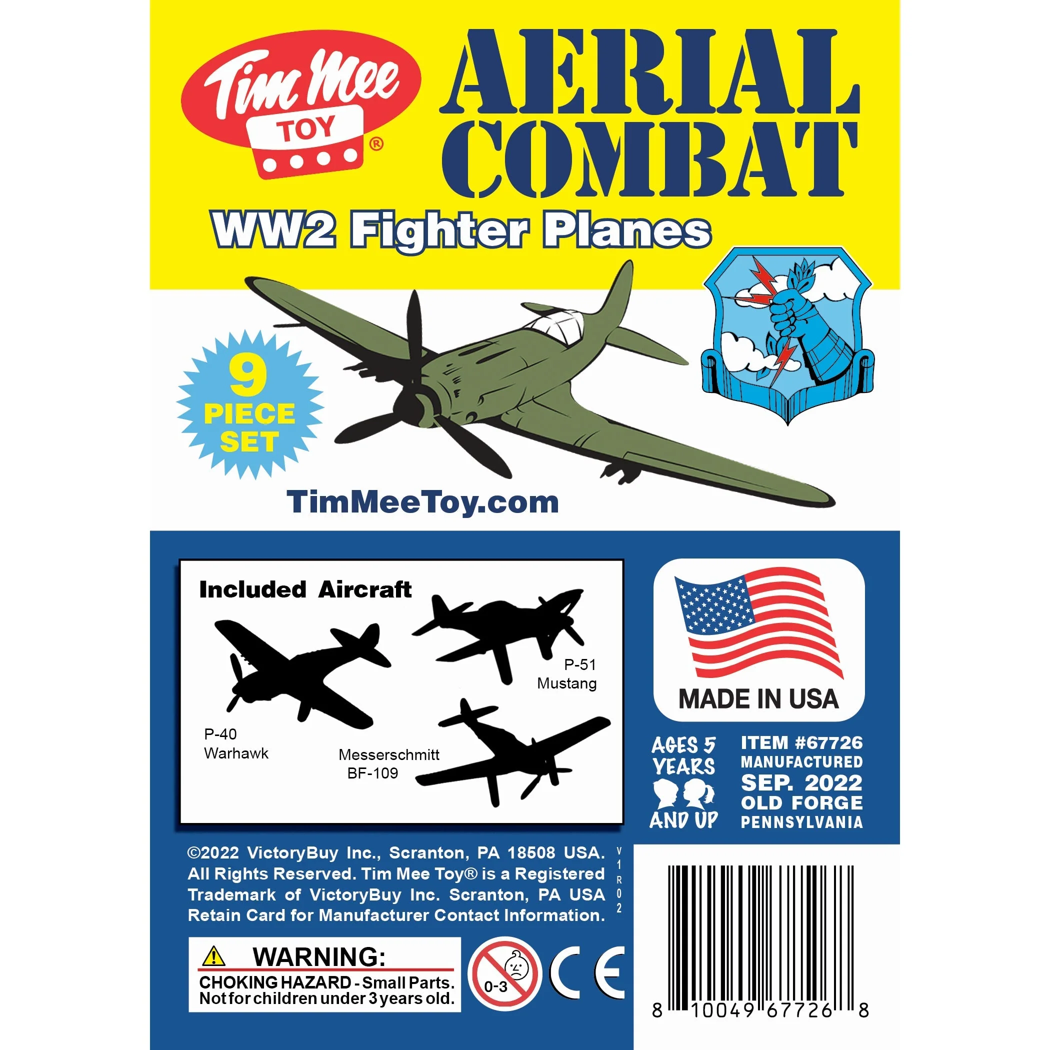 TimMee WW2 Fighter Ace Planes - OD Green 9pc Plastic Army Men Airplanes USA Made - Image 7