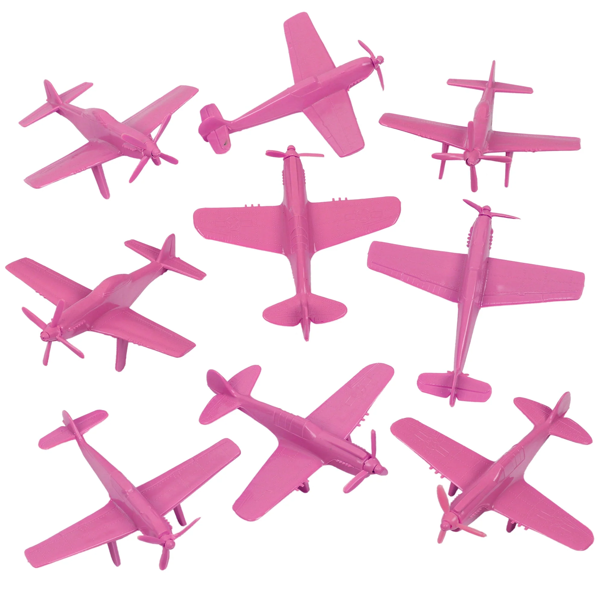 TimMee WW2 Fighter Ace Planes - Pink 9pc Plastic Army Men Airplanes USA Made
