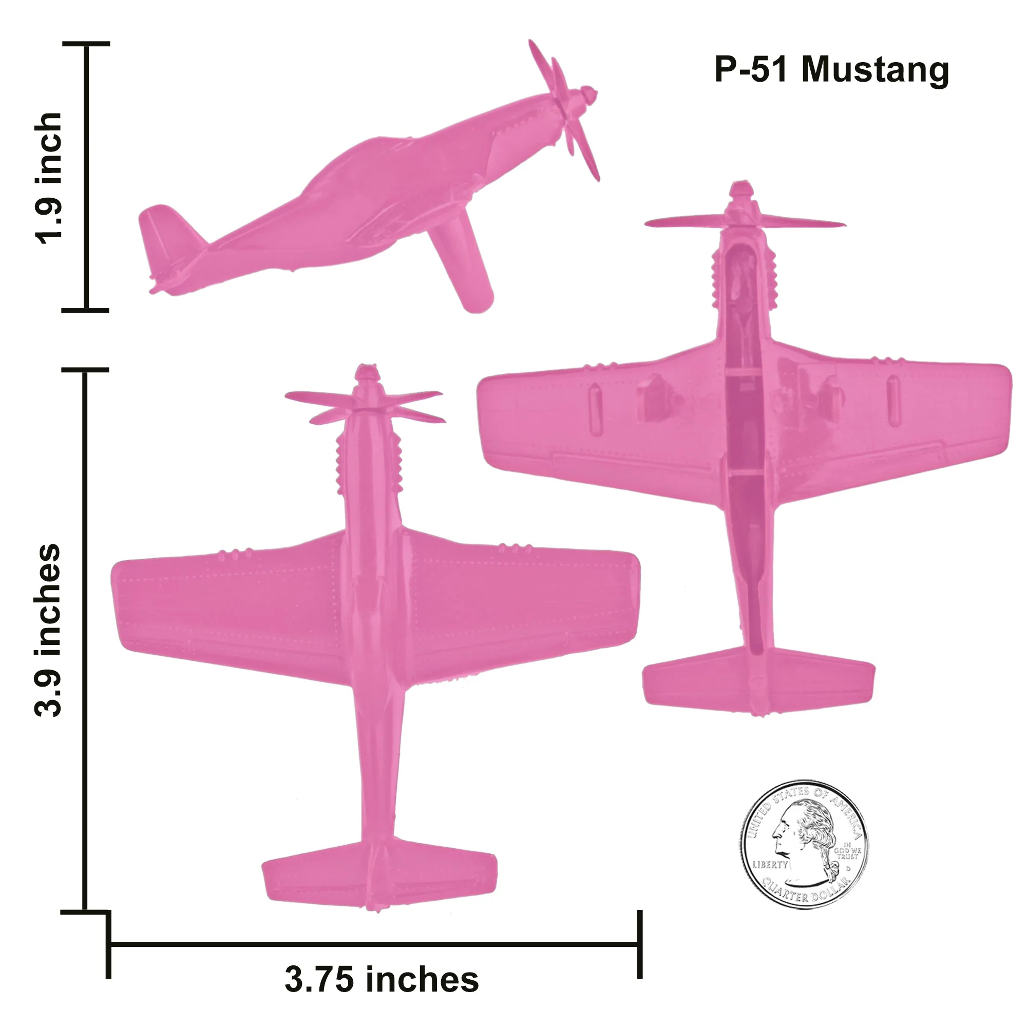 TimMee WW2 Fighter Ace Planes - Pink 9pc Plastic Army Men Airplanes USA Made - Image 2
