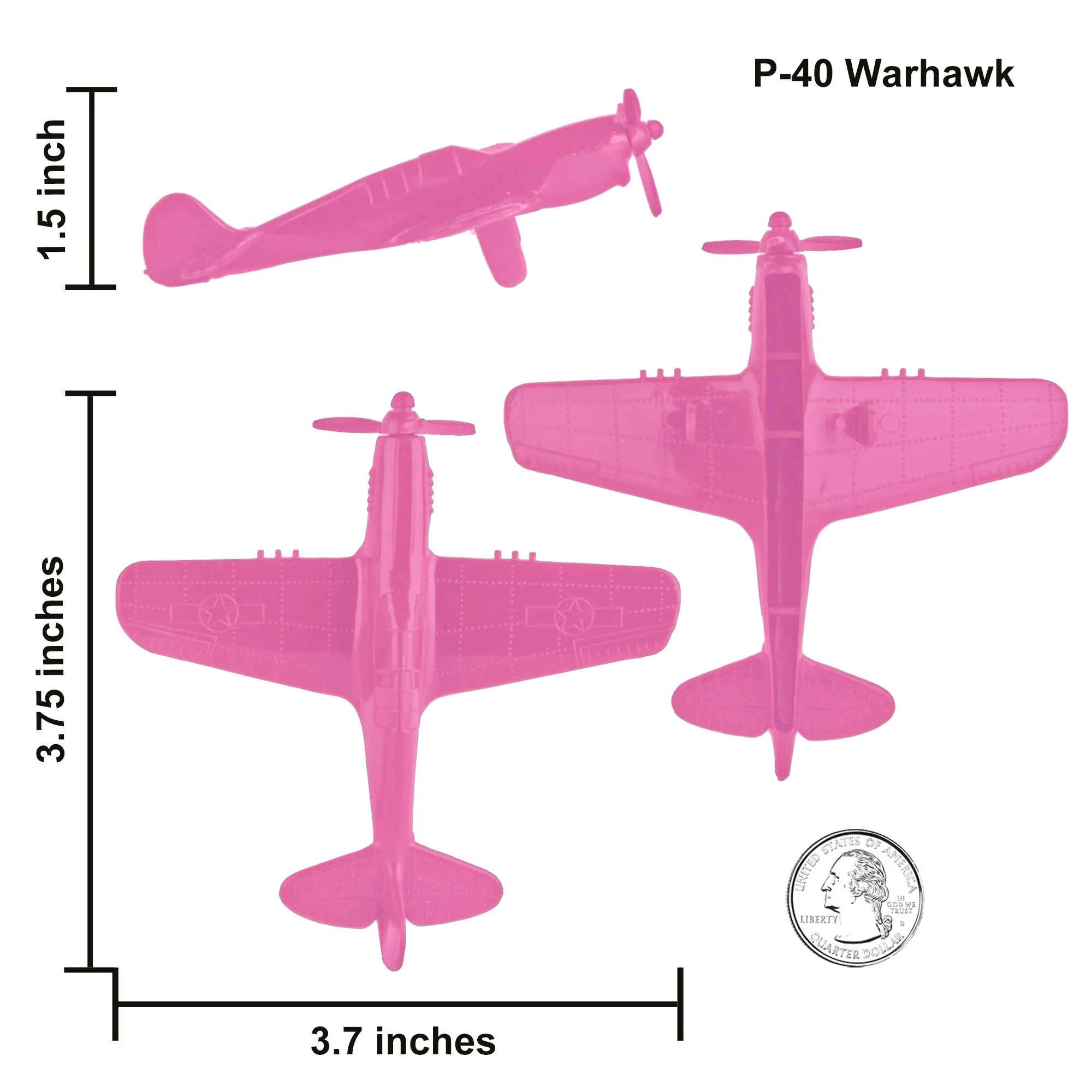 TimMee WW2 Fighter Ace Planes - Pink 9pc Plastic Army Men Airplanes USA Made - Image 3
