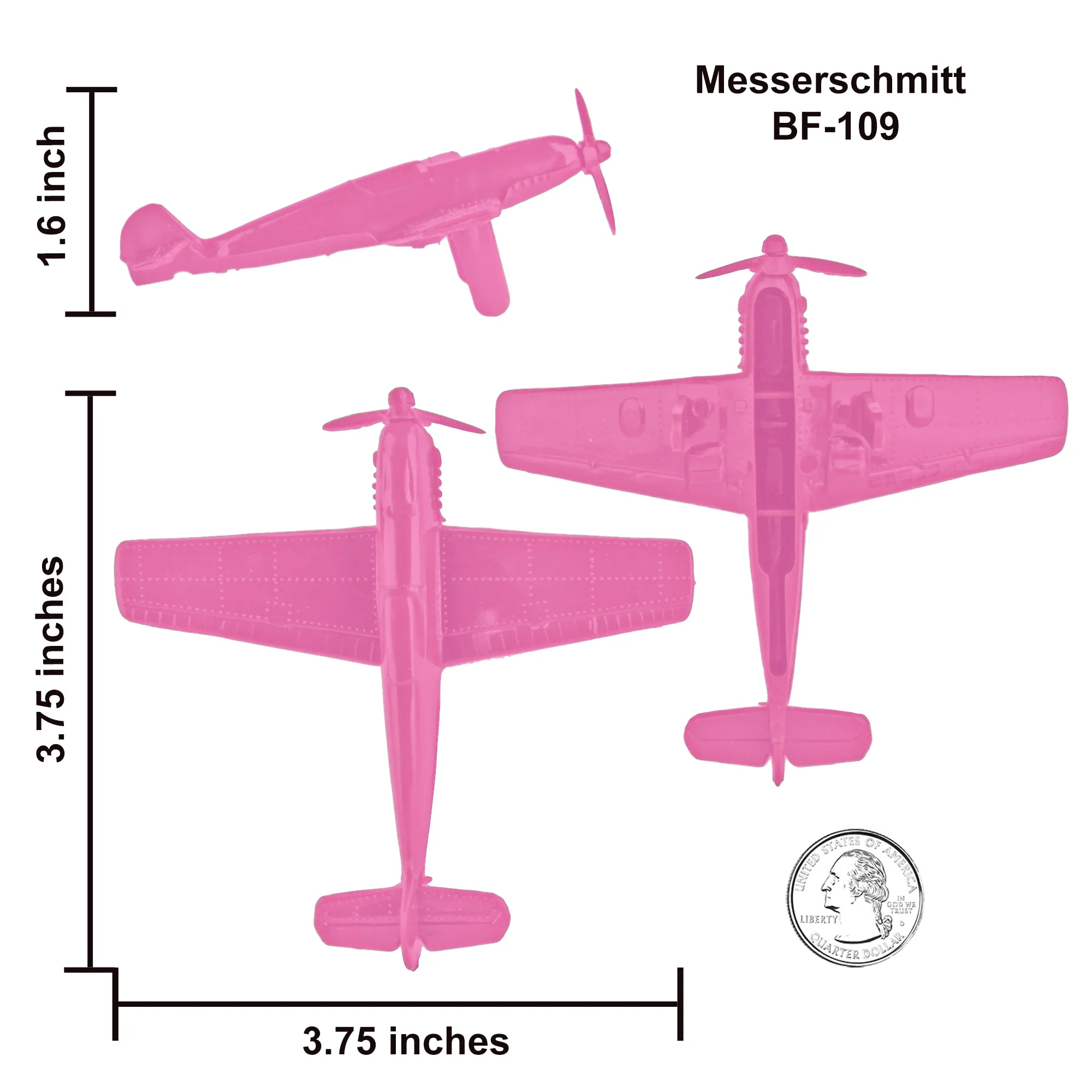 TimMee WW2 Fighter Ace Planes - Pink 9pc Plastic Army Men Airplanes USA Made - Image 4