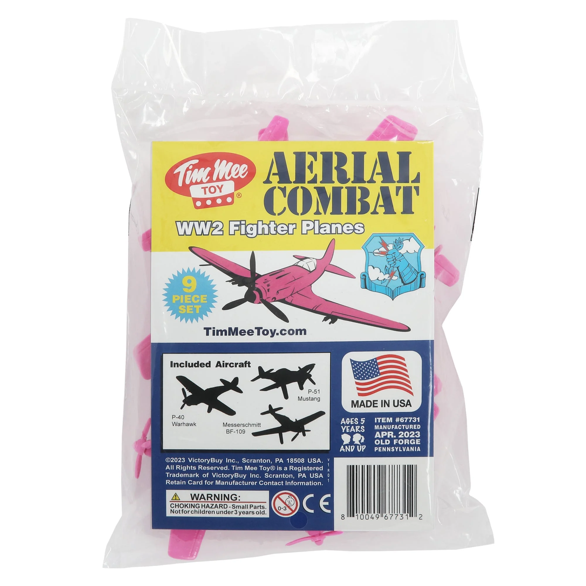 TimMee WW2 Fighter Ace Planes - Pink 9pc Plastic Army Men Airplanes USA Made - Image 5