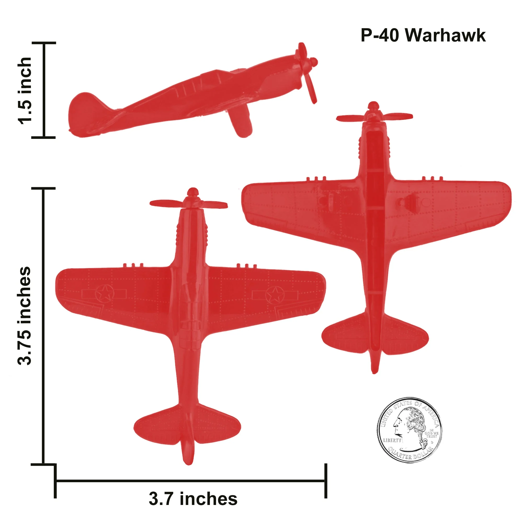 TimMee WW2 Fighter Ace Planes - Red 9pc Plastic Army Men Airplanes USA Made - Image 3