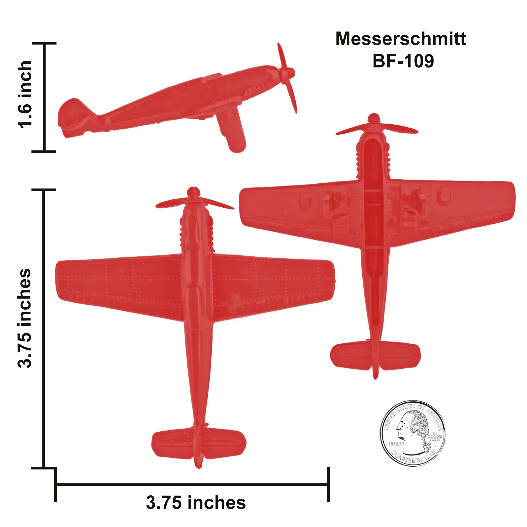 TimMee WW2 Fighter Ace Planes - Red 9pc Plastic Army Men Airplanes USA Made - Image 4