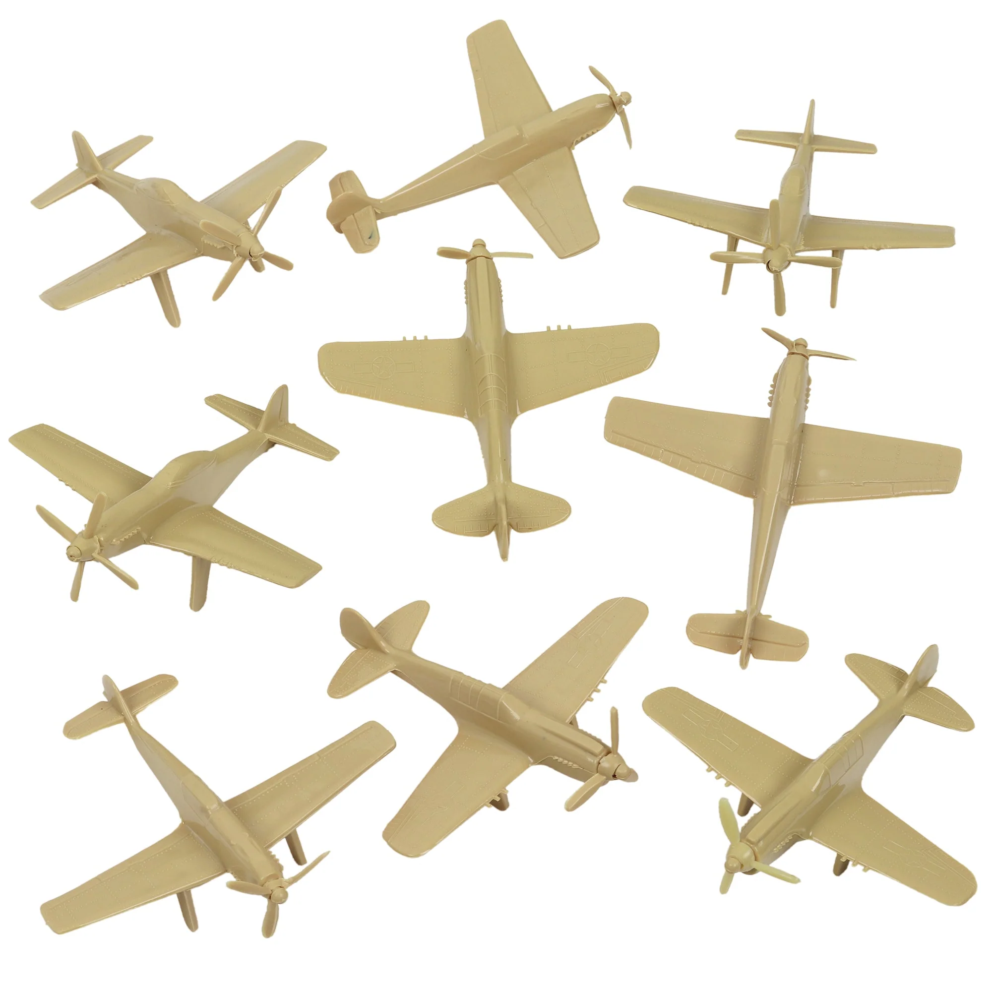 TimMee WW2 Fighter Ace Planes - Tan 9pc Plastic Army Men Airplanes USA Made