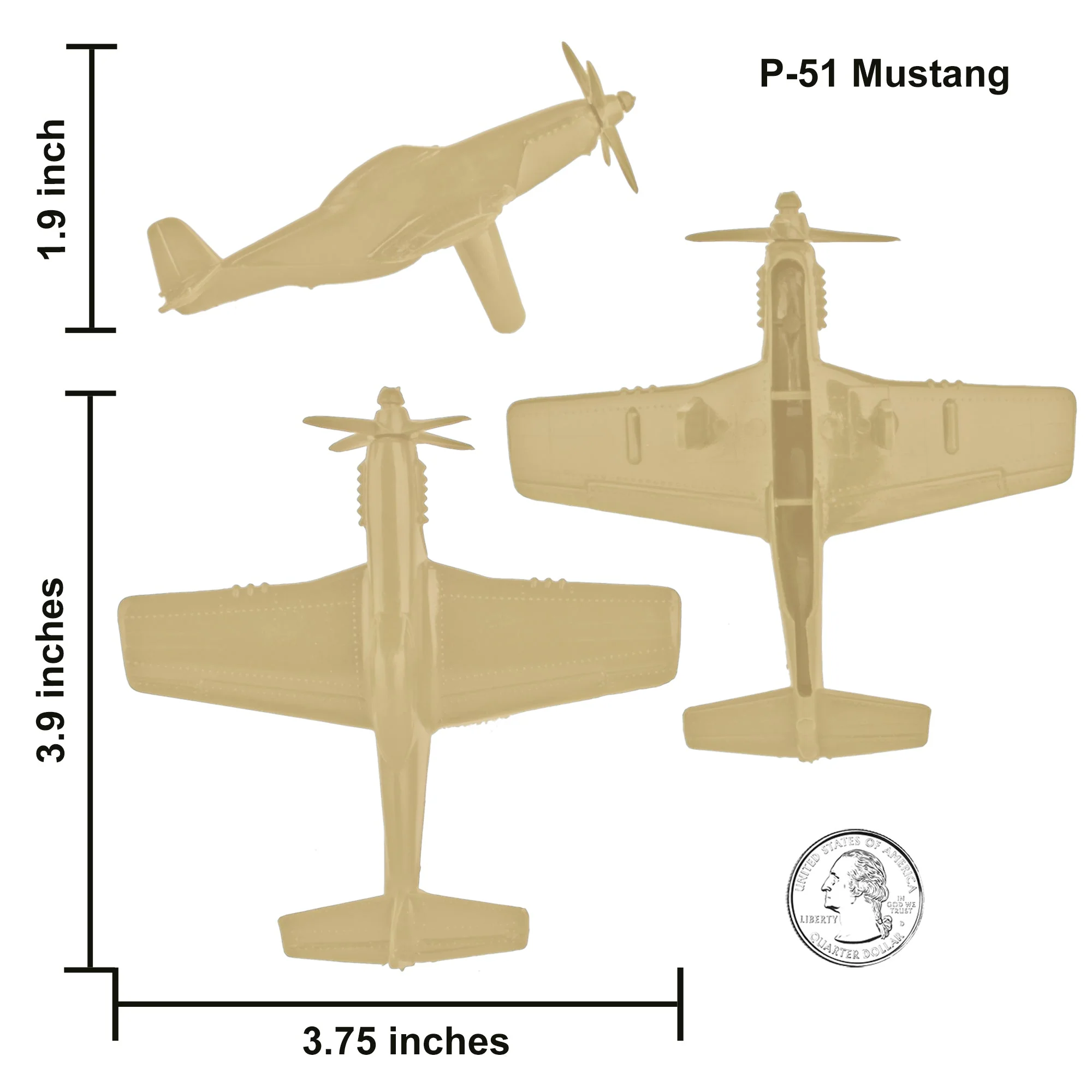 TimMee WW2 Fighter Ace Planes - Tan 9pc Plastic Army Men Airplanes USA Made - Image 2