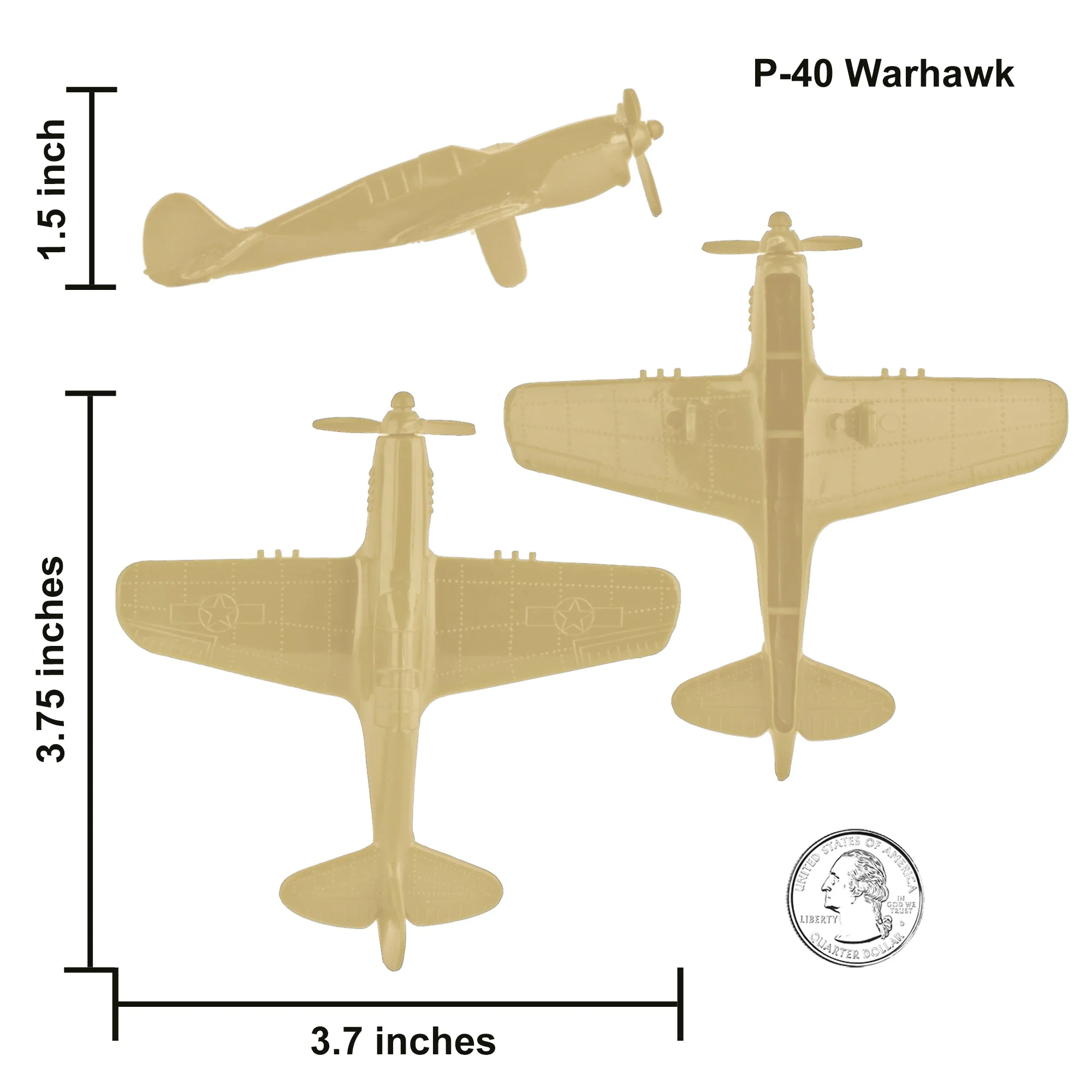 TimMee WW2 Fighter Ace Planes - Tan 9pc Plastic Army Men Airplanes USA Made - Image 3