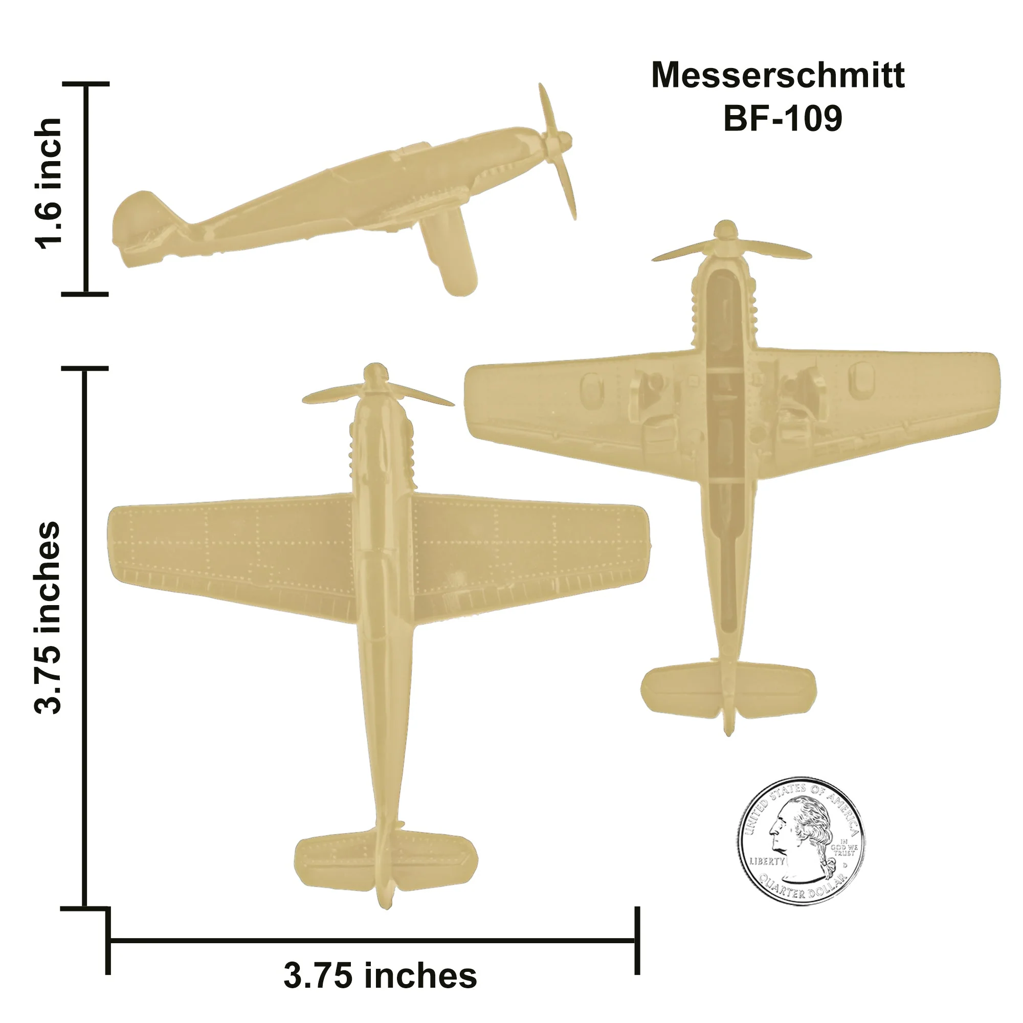 TimMee WW2 Fighter Ace Planes - Tan 9pc Plastic Army Men Airplanes USA Made - Image 4