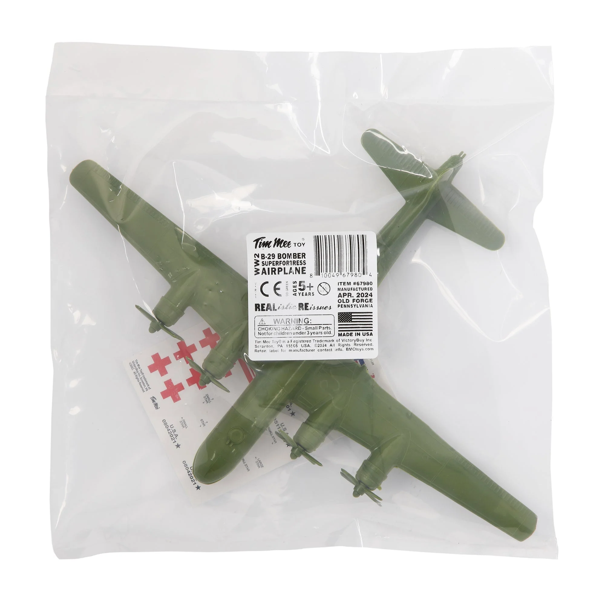 TimMee WW2 B-29 Superfortress Bomber Plane - OD Green Plastic Army Men Aircraft - Image 6