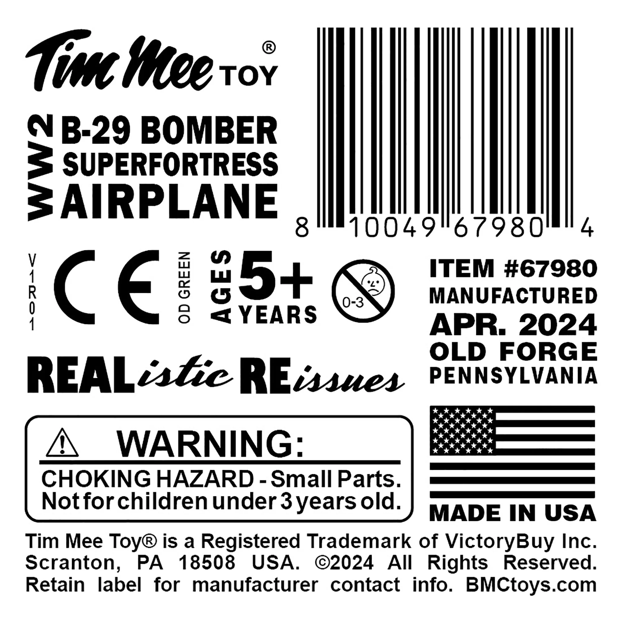 TimMee WW2 B-29 Superfortress Bomber Plane - OD Green Plastic Army Men Aircraft - Image 7