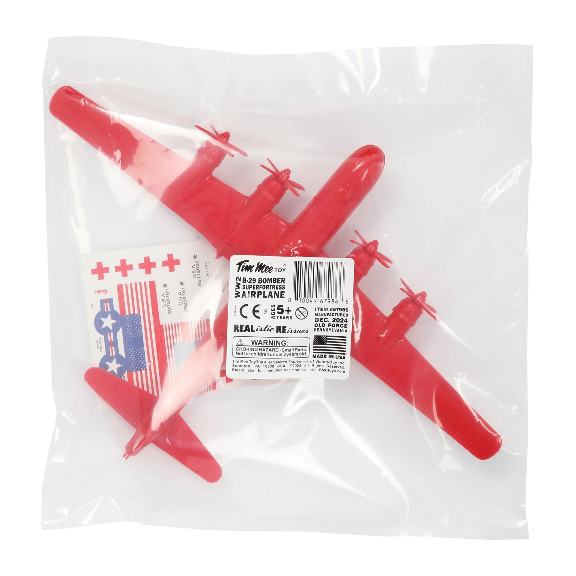 TimMee WW2 B-29 Superfortress Bomber Plane - Red Plastic Army Men Aircraft - Image 6