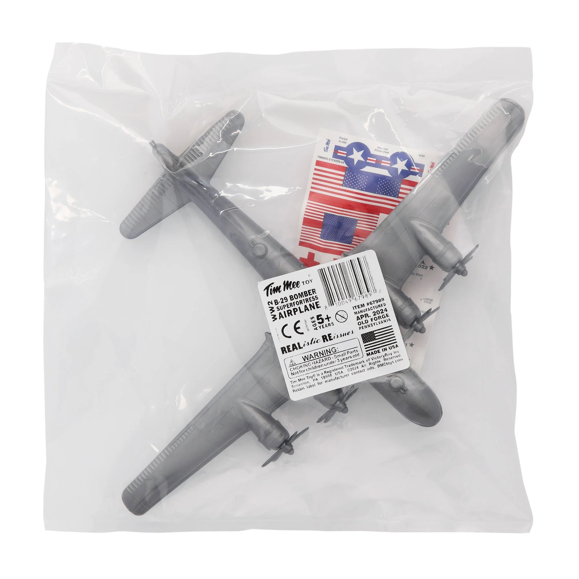 TimMee WW2 B-29 Superfortress Bomber Plane - Silver Plastic Army Men Aircraft - Image 6