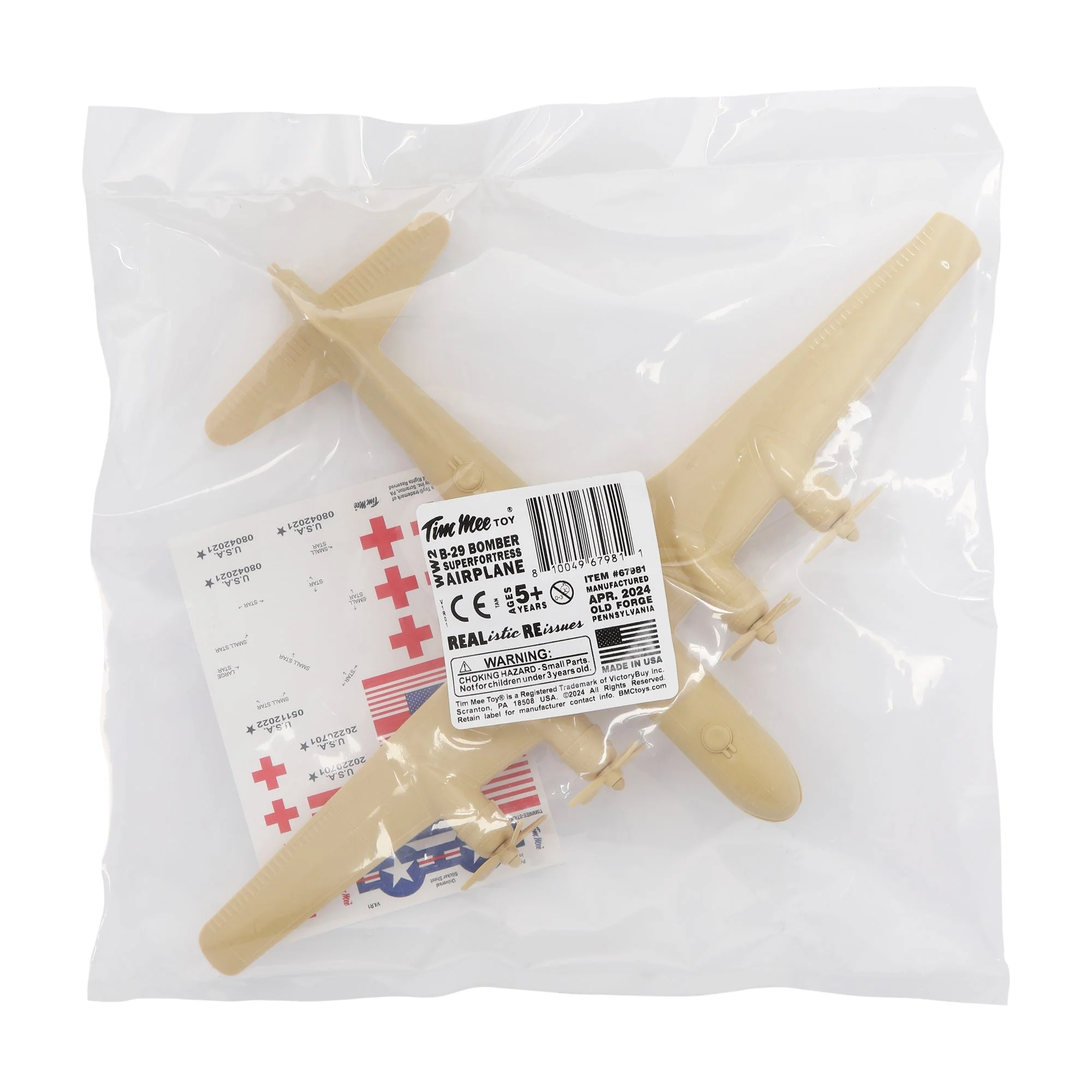 TimMee WW2 B-29 Superfortress Bomber Plane - Tan Plastic Army Men Aircraft - Image 6