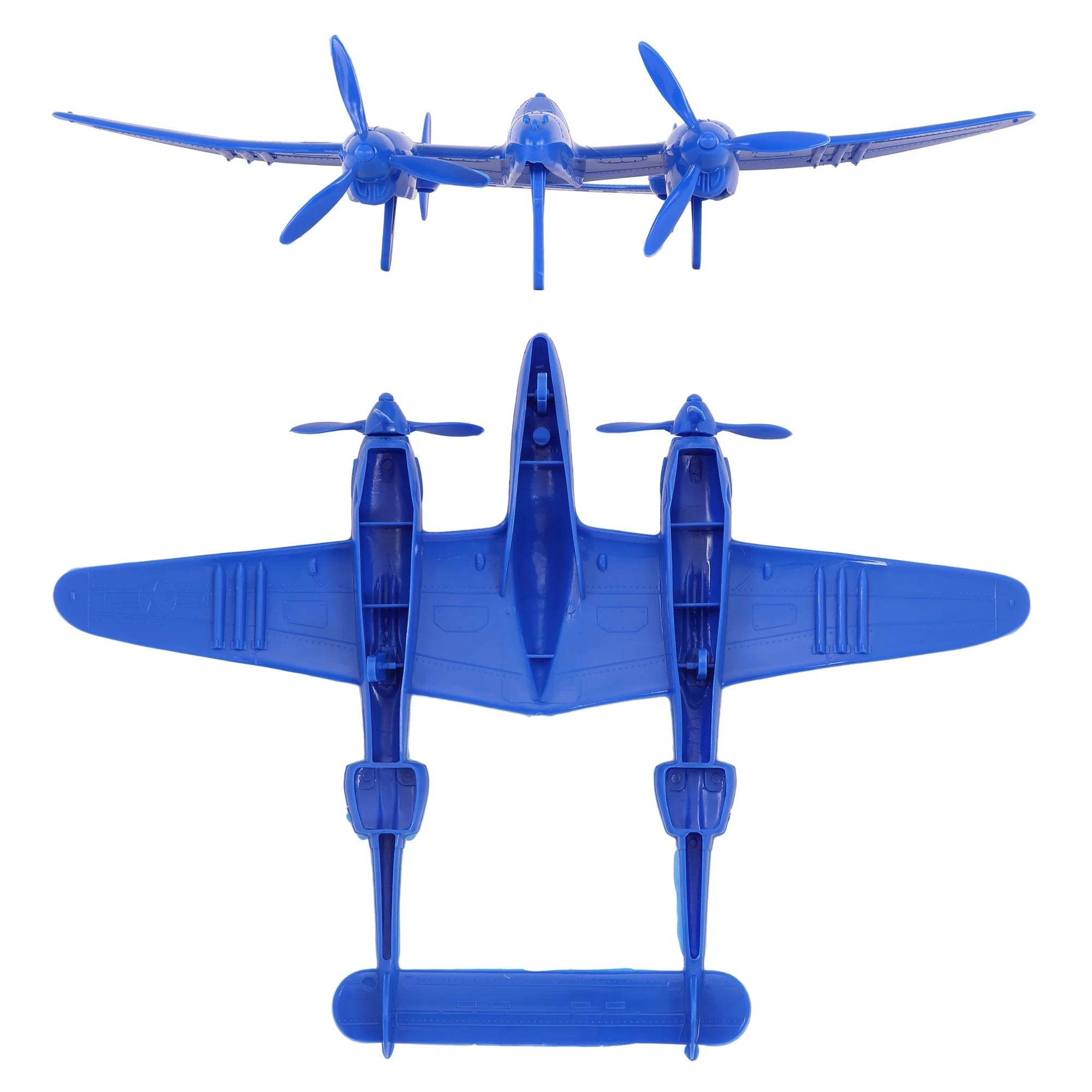 TimMee WW2 P-38 Lightning Fighter Plane - 2pc Blue Plastic Army Men Aircraft - Image 3