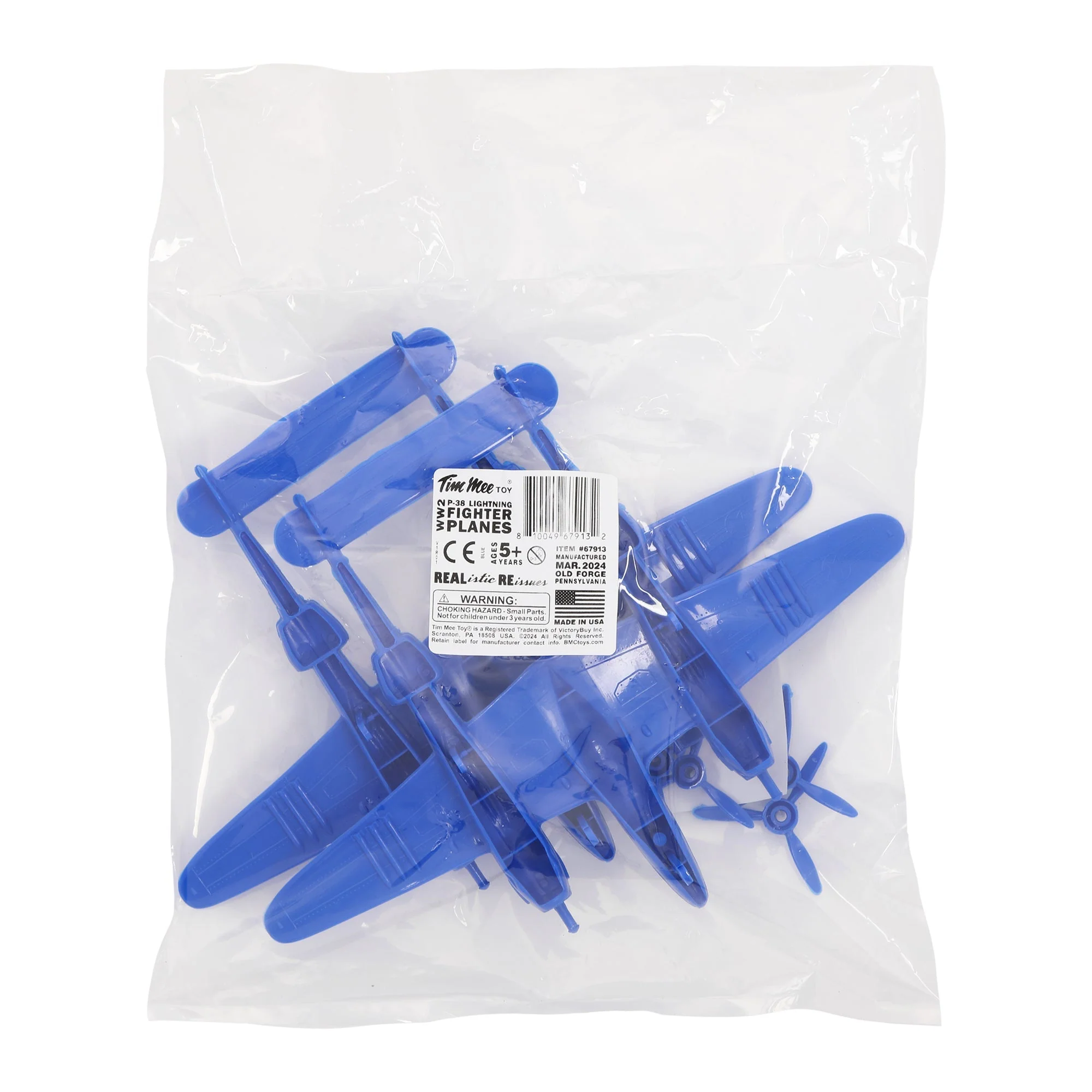 TimMee WW2 P-38 Lightning Fighter Plane - 2pc Blue Plastic Army Men Aircraft - Image 5