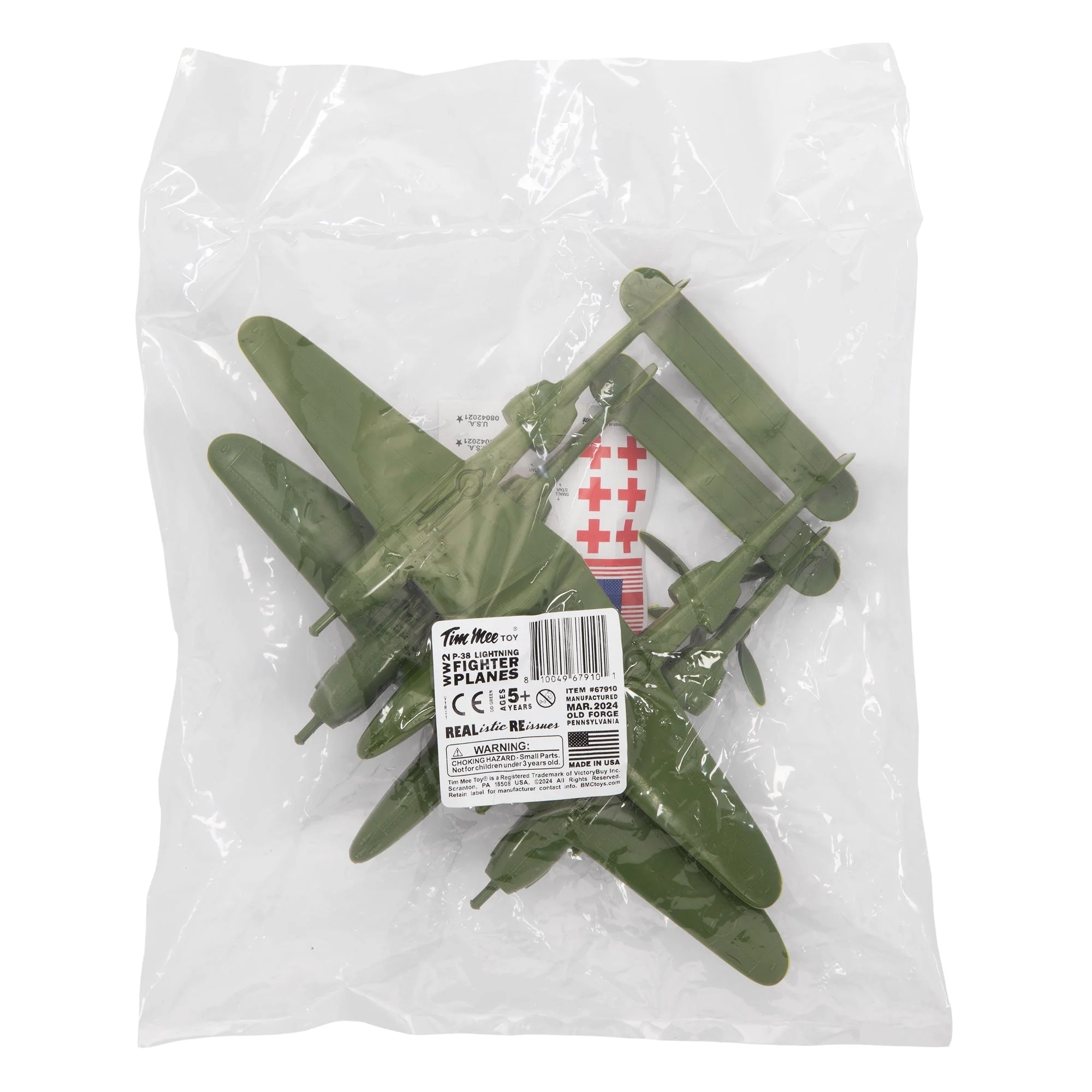 TimMee WW2 P-38 Lightning Fighter Plane - 2pc OD Green Plastic Army Men Aircraft - Image 5