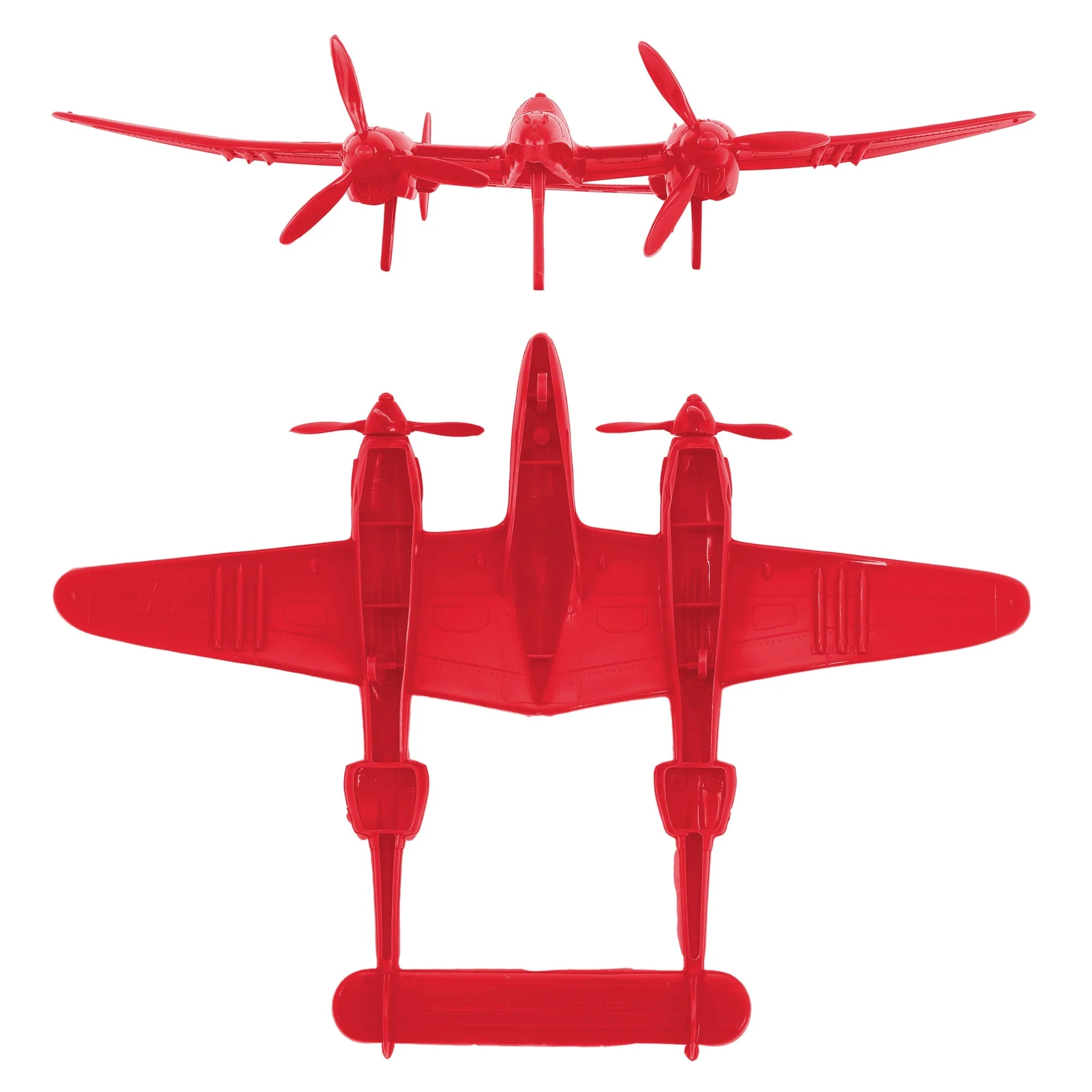 TimMee WW2 P-38 Lightning Fighter Plane - 2pc Red Plastic Army Men Aircraft - Image 3