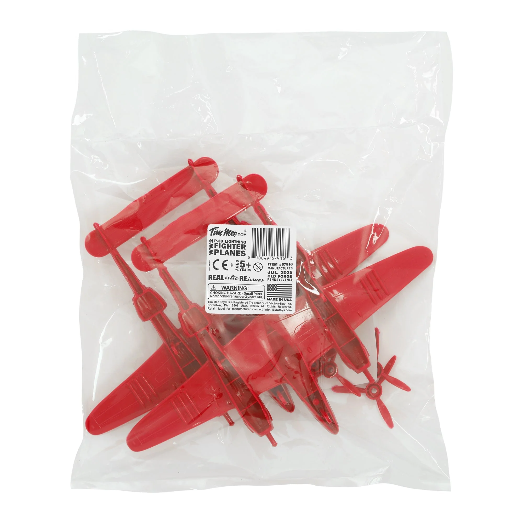 TimMee WW2 P-38 Lightning Fighter Plane - 2pc Red Plastic Army Men Aircraft - Image 5