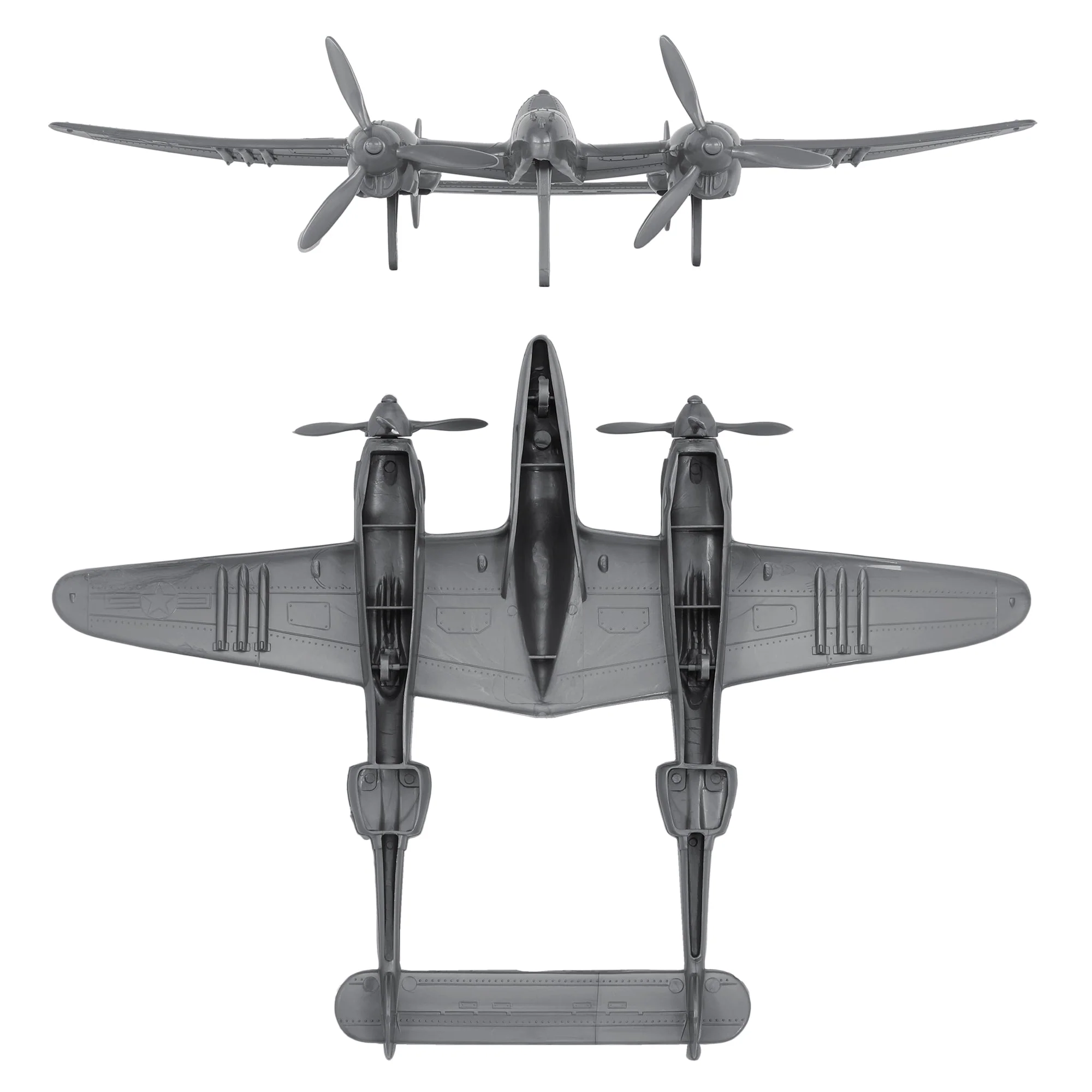 TimMee WW2 P-38 Lightning Fighter Plane - 2pc Silver Plastic Army Men Aircraft - Image 3