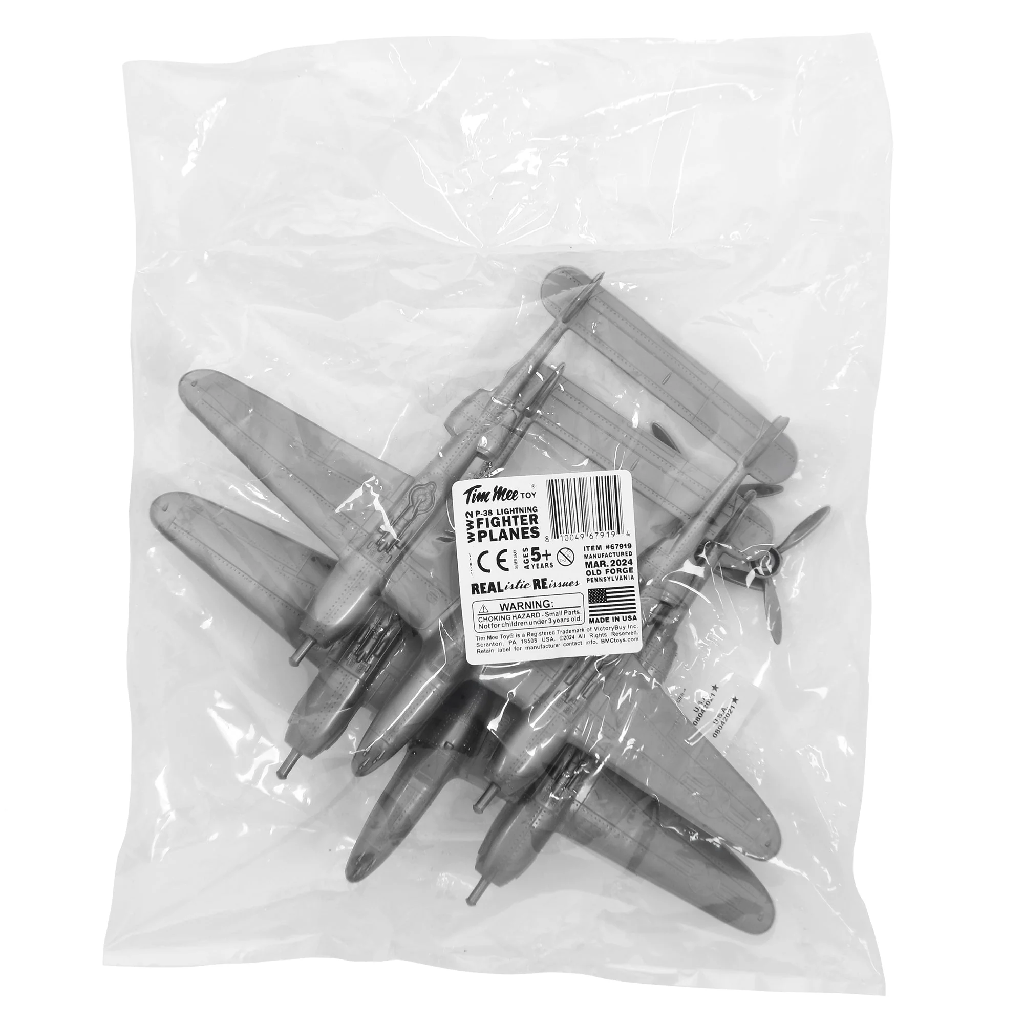 TimMee WW2 P-38 Lightning Fighter Plane - 2pc Silver Plastic Army Men Aircraft - Image 5