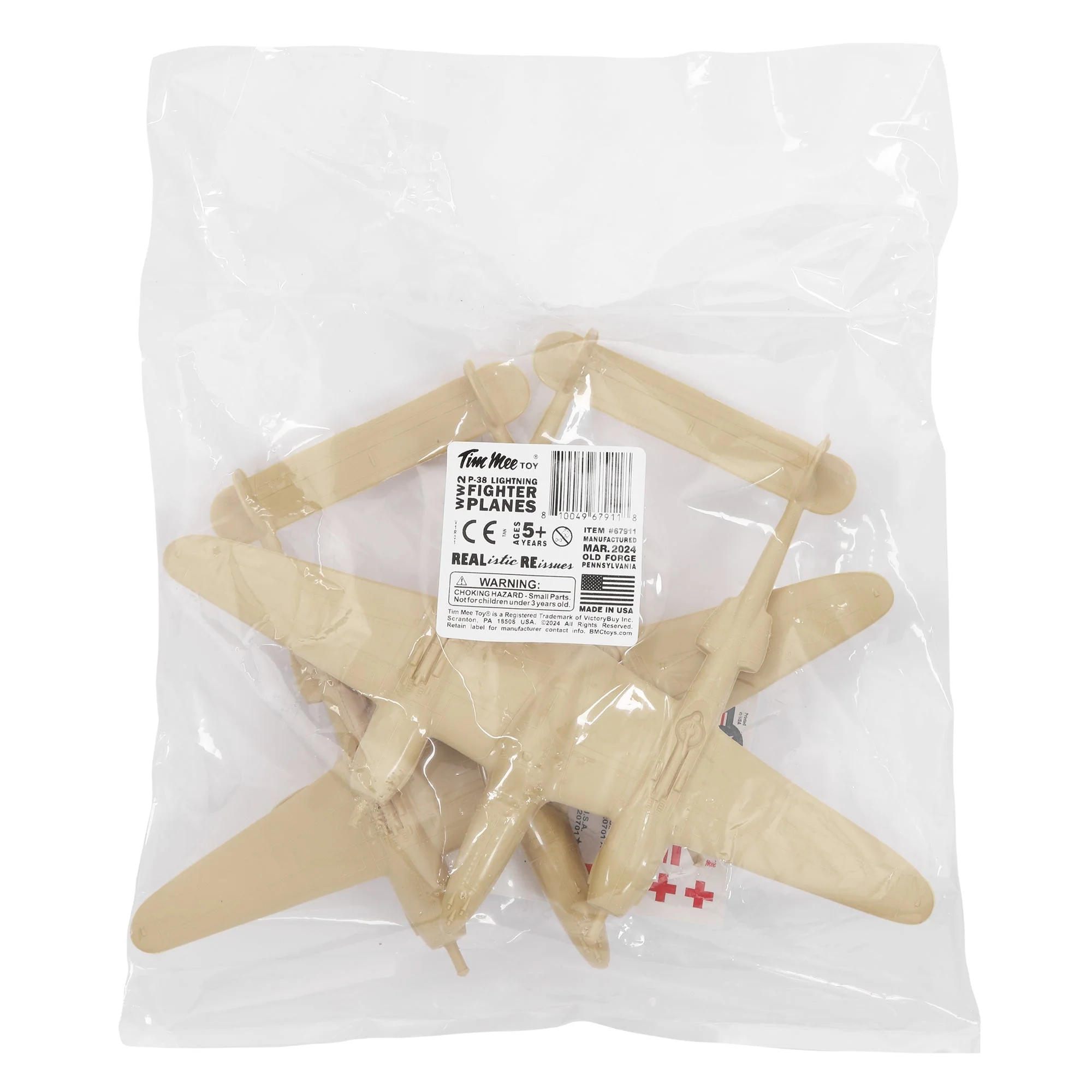 TimMee WW2 P-38 Lightning Fighter Plane - 2pc Tan Plastic Army Men Aircraft - Image 5